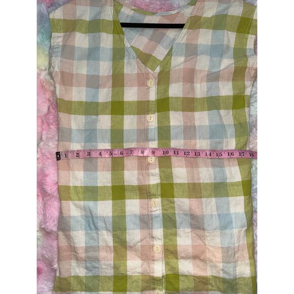 EUC Peyton & Parker Linen Plaid Button Dress Multicolor Size S - Picture 10 of 12